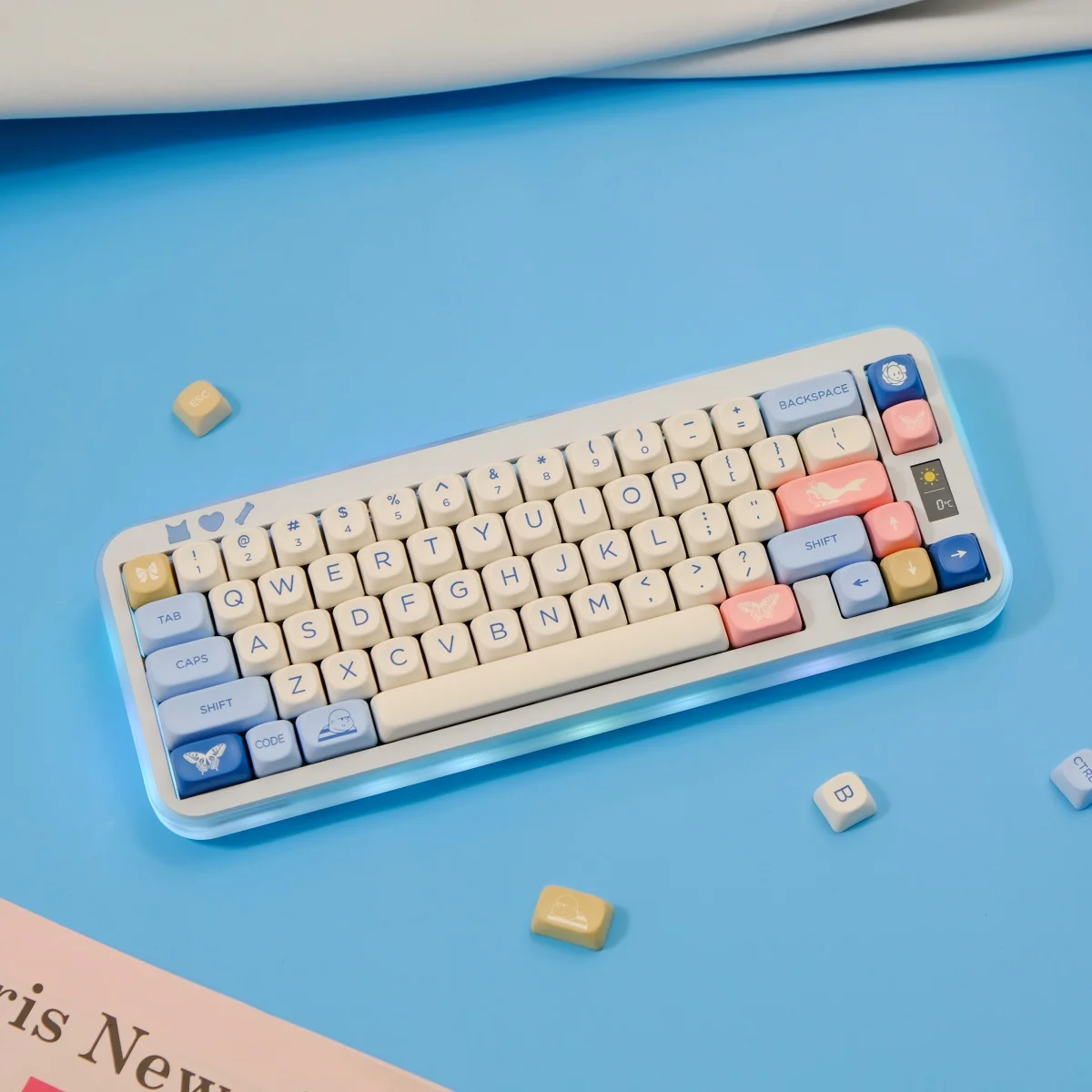 

1 комплект колпачков для клавиш Underland, профиль MOA, колпачки для клавиш из ПБТ, сублимационная краска, круглая милая колпачок для клавиш для переключателя MX, колпачки для механической клавиатуры