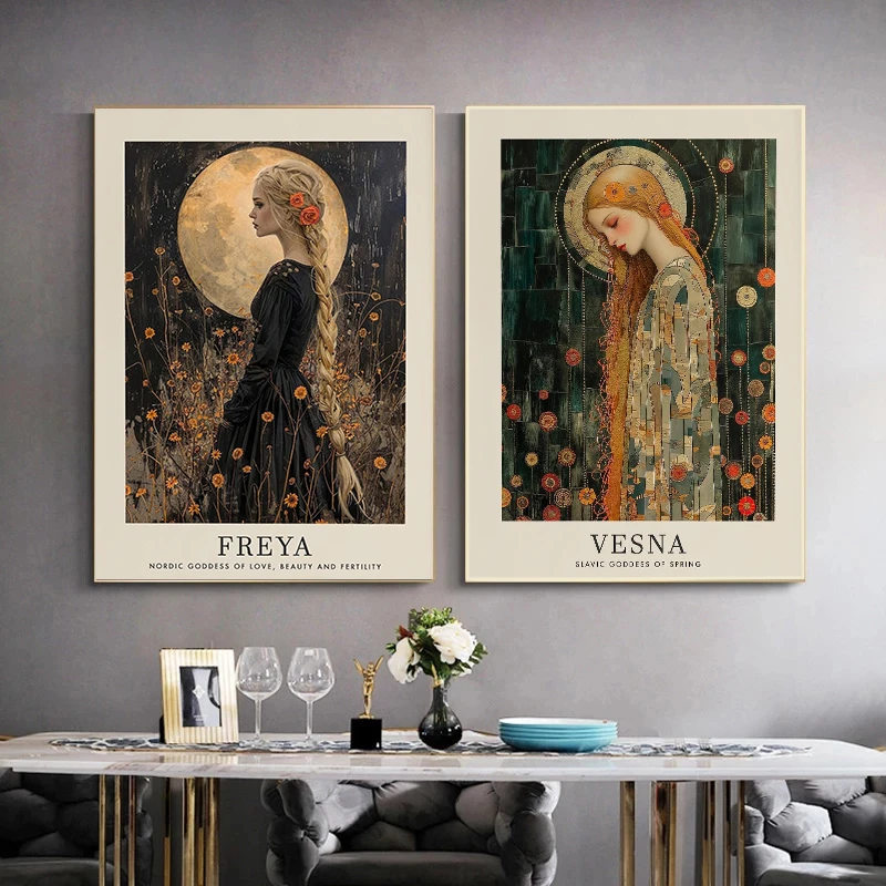 آلهة الجمال الأساطير المشارك الفن الحديث طباعة الإلهية المؤنث قماش اللوحة فينوس جدار الفن غرفة المعيشة ديكور المنزل #3