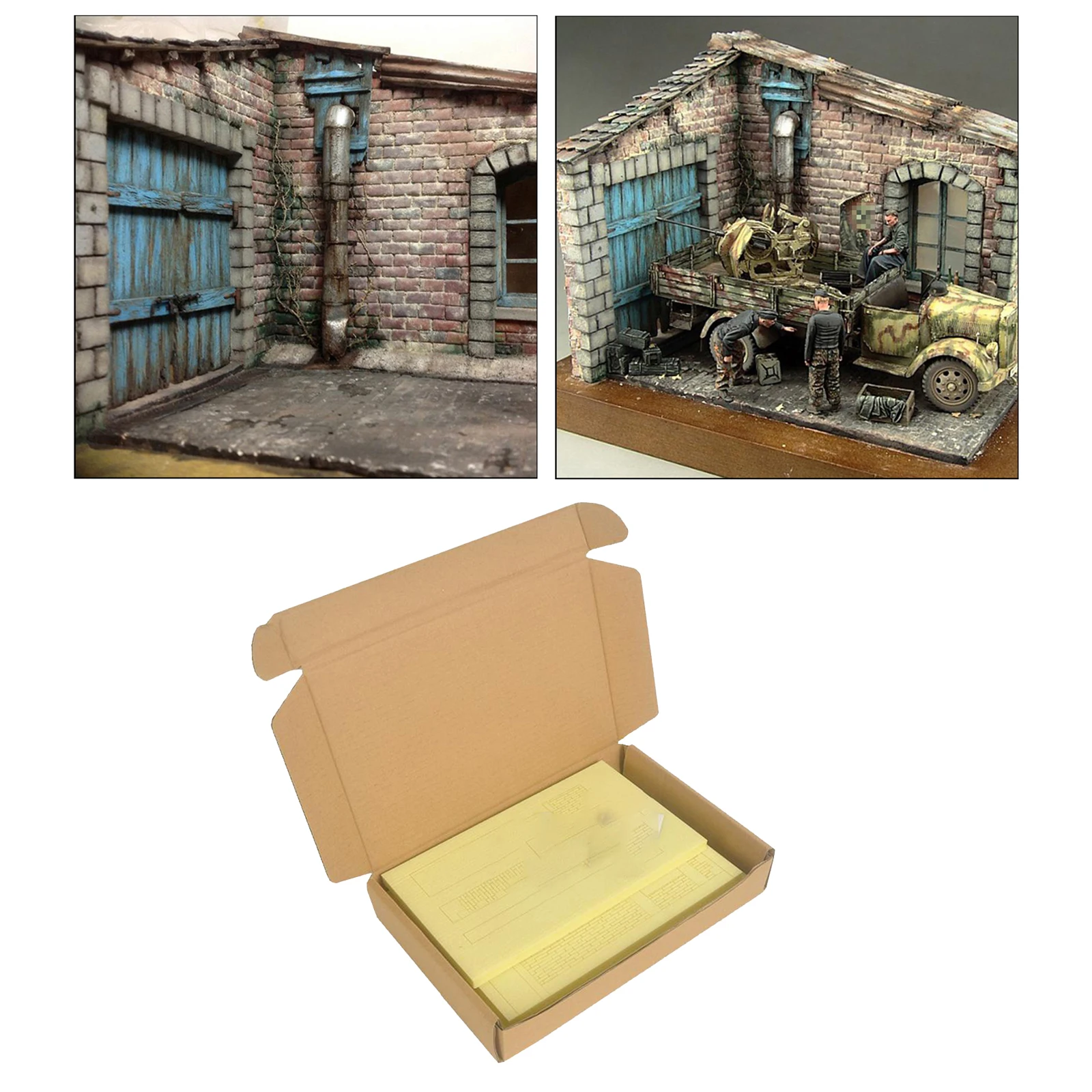 Handmade DIY 3D Puzzles Kits Wooden Ruins Corner House 1:35 Scale Miniature Sand Table War Architecture Layouts Foam Wood Roof