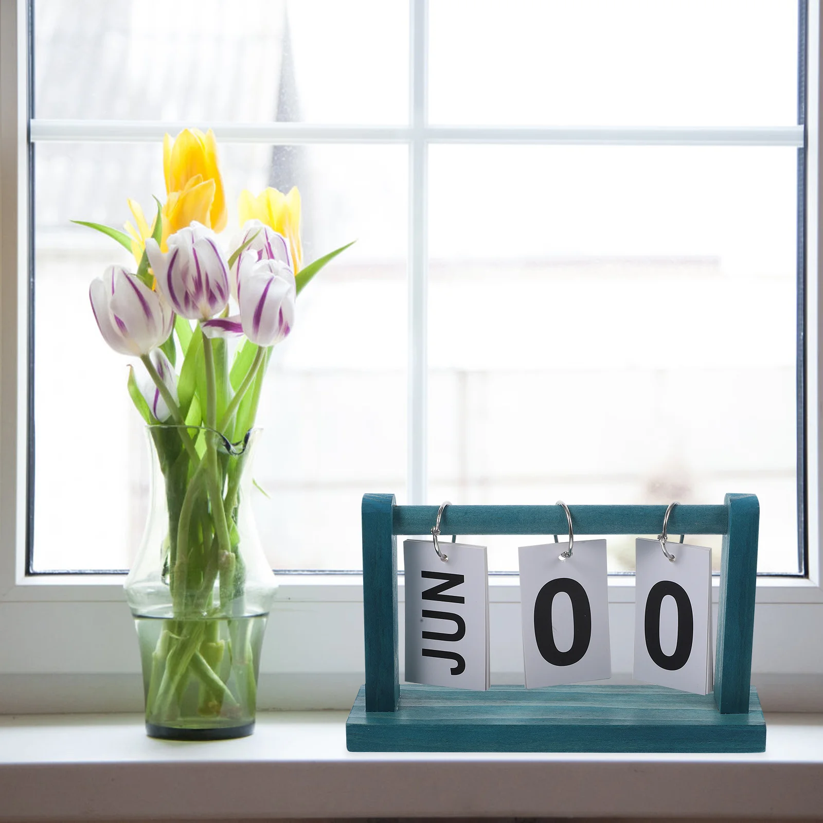 

Vintage Desk Calendar Standing Flip Reusable Monthly Date Tracker Desktop Decoration for Office Home Rustic Wood Style Table