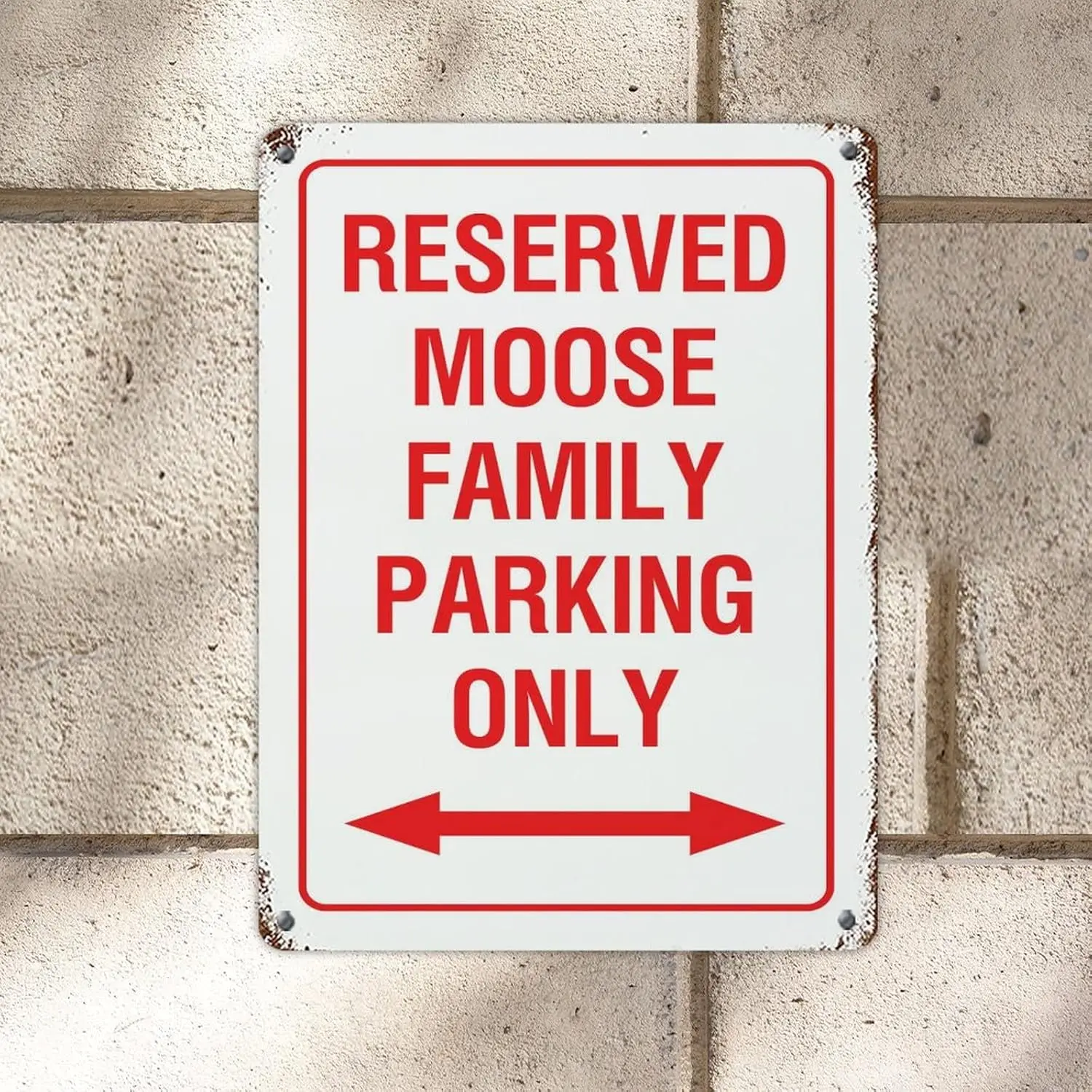 Warning Tin Plaque Reserved Moose Family Parking Only Street Metal Sign 16x12in Rust Free UV Durable Protected