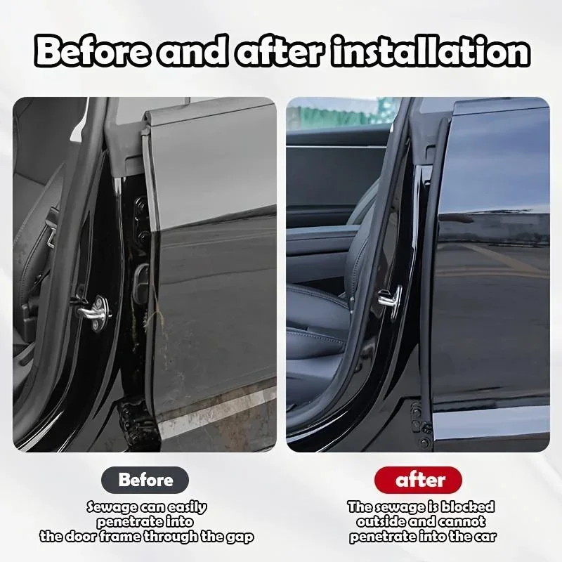 [ 31.50inch*2Pcs ] for Tesla Model 3/Y/X/S Car Door Edge Seal Strip Rubber Weatherstrip Waterproof Soundproof Auto Sealant Strip view 5