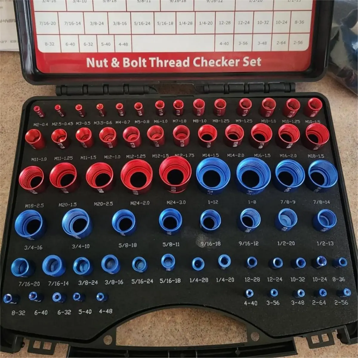 66Pcs Thread Checkers Nut and Bolt Thread Checkers Set with 35 Inch and 31 Metric Thread Gauge for SAE and Metric Sizes