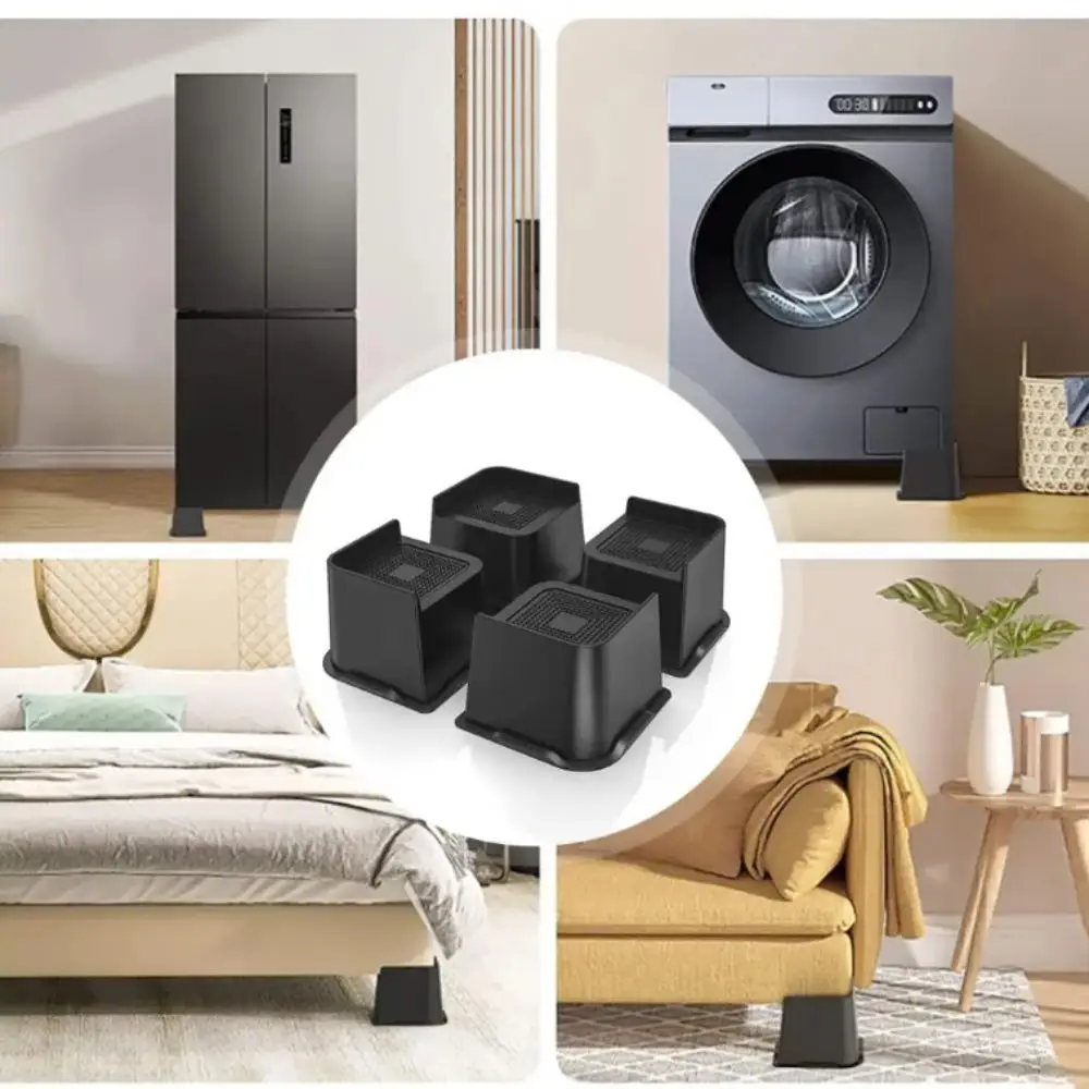 

4 Inch Height Bed Risers 4pcs Set Oversized Support Bed Frame Lift Square Design Heavy Duty Furniture Risers Bed Frame