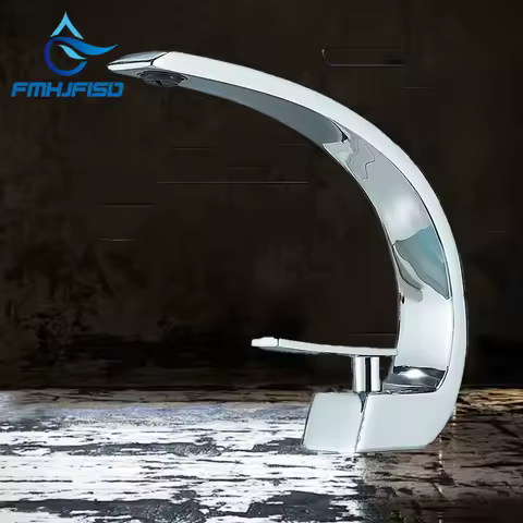 FMHJFISD Chrome Basin Faucet Stainless Steel Hot Cold Water Mixer Tap Single Handle Deck Mounted Washbasin Crane For Bathroom