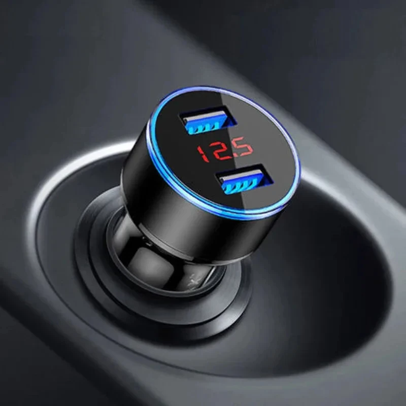 1-4Pcs 5V 3.1A Car Charger Dual USB QC Adapter Cigarette Lighter LED Voltmeter For All Types Of Mobile Cell Phones Quick Charge