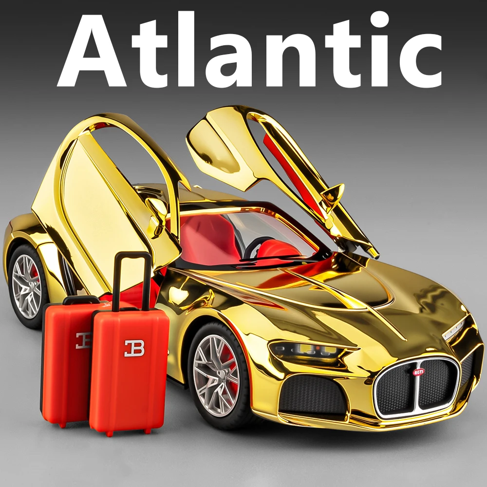 1:24 Alloy Diecast Atlantic Toys Sports Cars Models Doors Opened Vehicle Pull Back Light Music Miniature Car Kids Festival Gifts