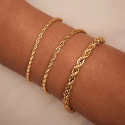 2/3/4/5MM Twisted Rope Chian Bracelet for Woman Hip Hop Punk Gold Color Stainless Steel Gold Color Necklace Fashion Jewelry Gift