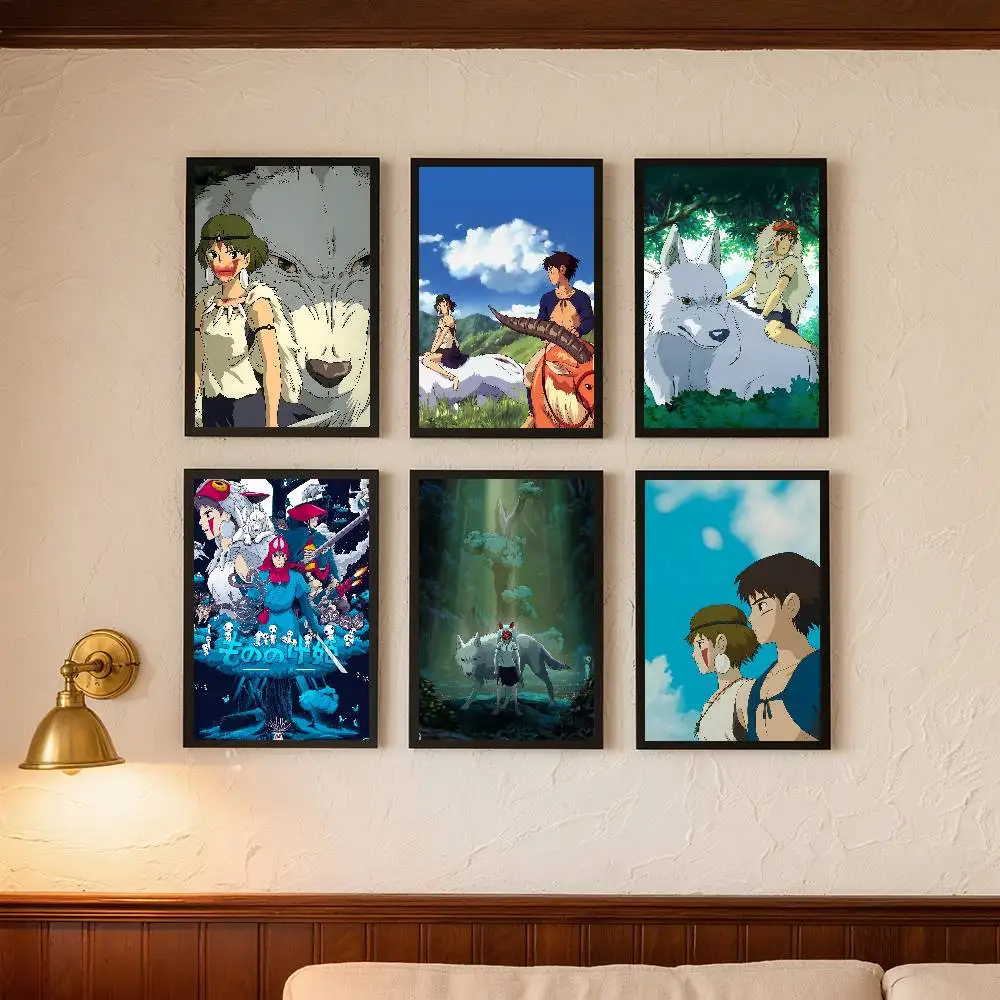 Póster de princesa m-mononoke animada, arte autoadhesivo, pegatina de papel impermeable, decoración de pared de habitación, cafetería, Bar, 1 ud.