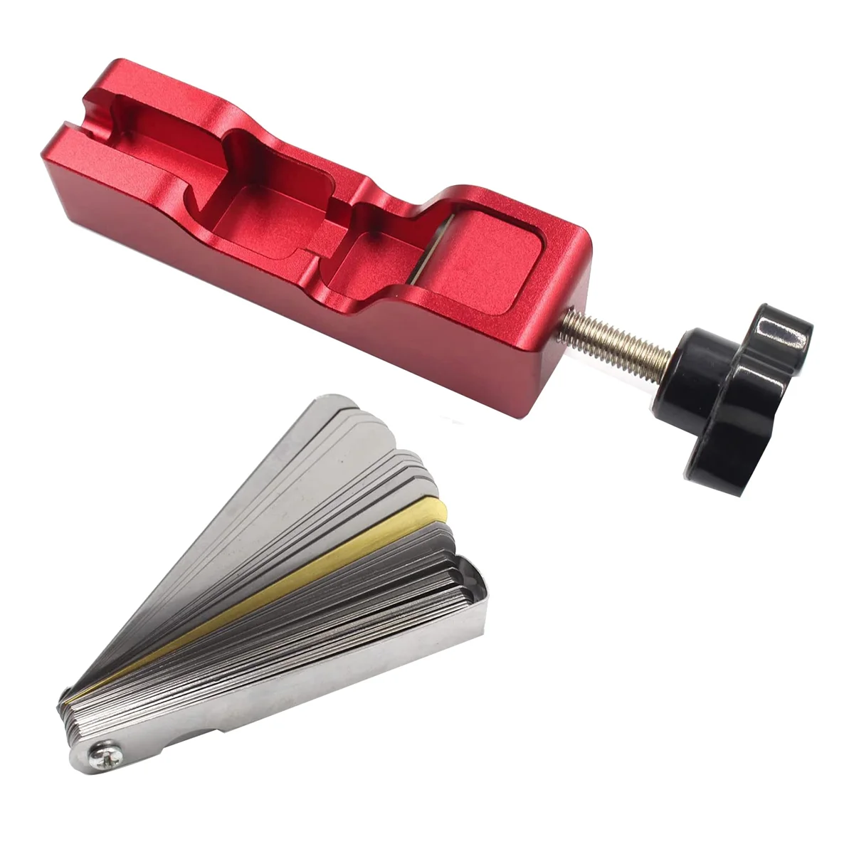 Spark Plug Gap Tool Kit Compatible with Most 10mm 12mm 14mm 16mm Spark Plugs,(RED+Feeler Gauge)