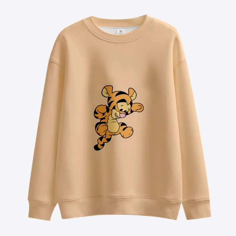 Fall New Disney Winnie the Pooh and Mickey Minnie Anime Women\'s Sweatshirt Crew Neck Loose Sweatshirt Fun Print Long Sleeve Top