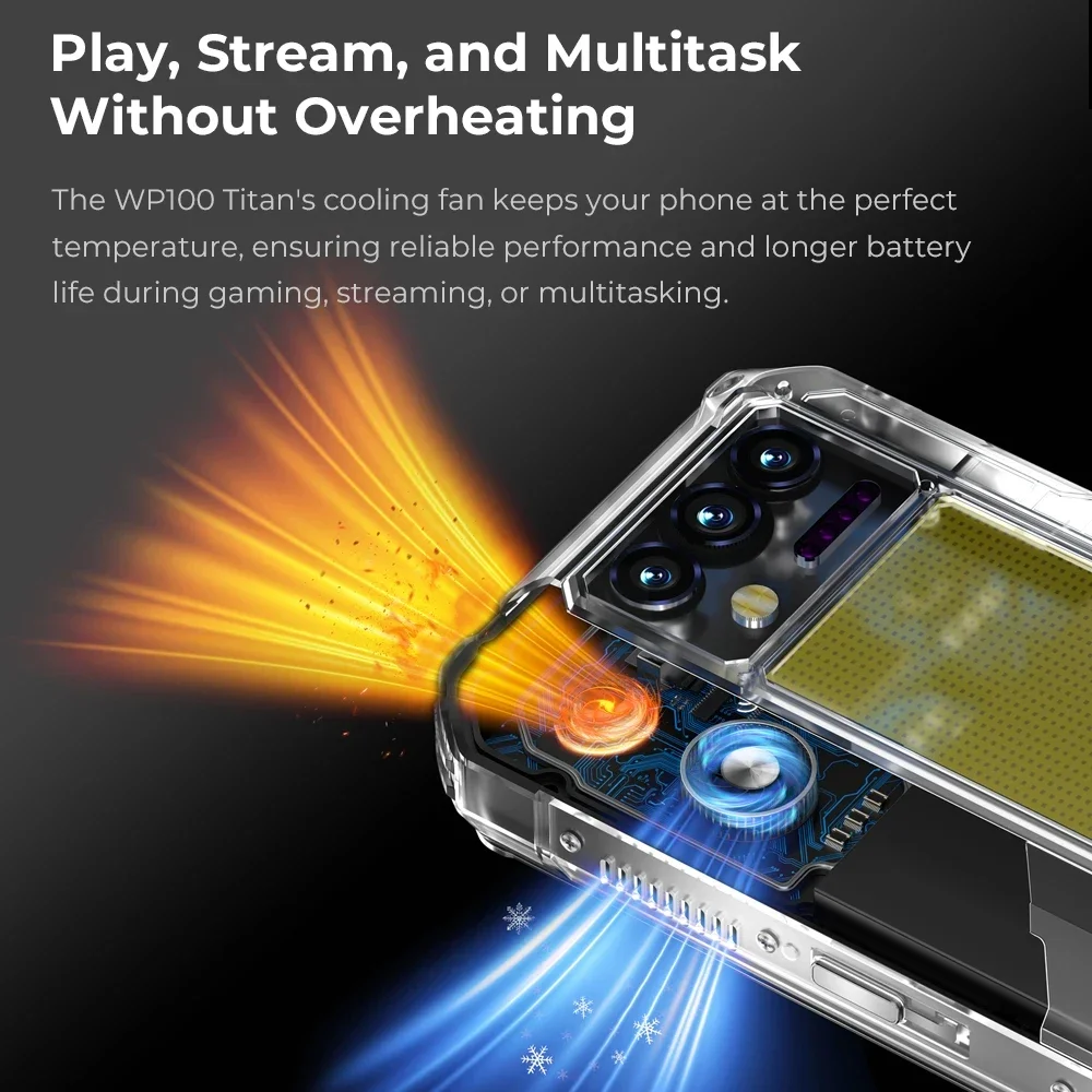 Oukitel WP100 TITAN Rugged Smartphone Built-in Projector 33000mAh Dimensity 7300 5G 1200-Lumen Camping Light 200MP Camera NFC