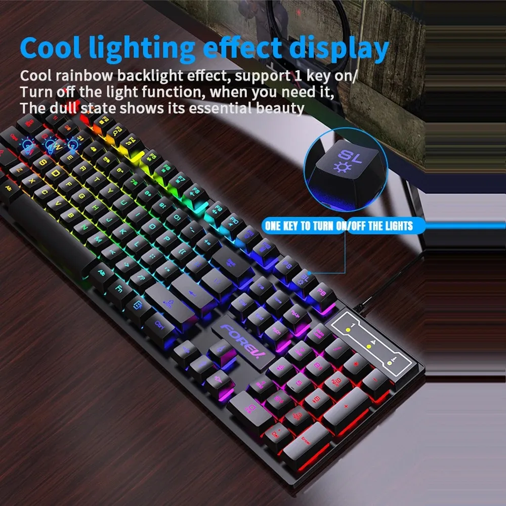 Mechanical Keyboard Wired Gaming Keyboard Floating Button Design 104 Keys Backlit RGB Keyboard for Windows Laptops Computer