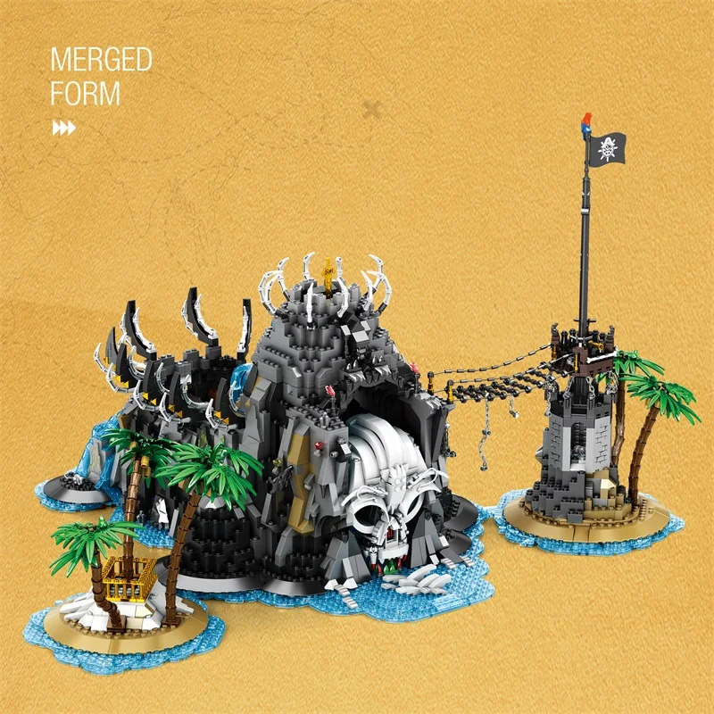 

For a friend 2960PCS Building Blocks Toy Pirate's Bay Pirate Treasure Island Skull Bay Streetview Bricks Toys Kids Gifts