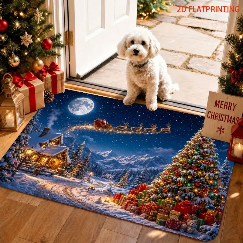 Christmas Gnomes Welcome Rug Snowman Doormat Winter Area Rug Bedroom Cloakroom Balcony Sunroom Patio Home Floor Ornament