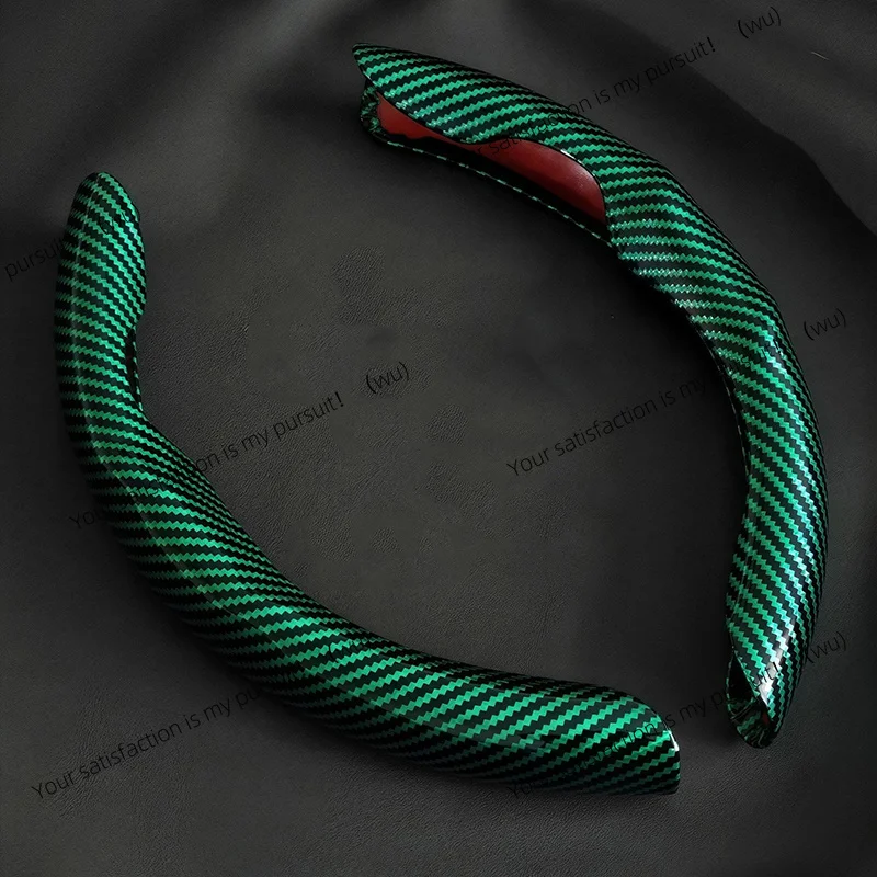 2PCS carbon fiber car steering wheel cover 38cm non-slip card cover, automatic steering wheel handle boost protective cover