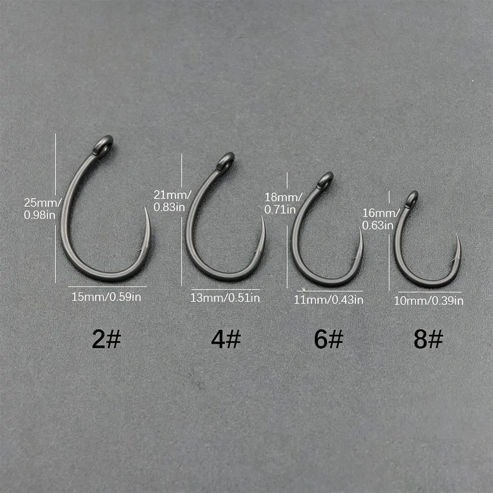 10 stücke Karpfen Angeln Haken PTFE Beschichtung Legierung Stahl Micro Barb Haken Super Sharp Abendessen Harte Crooked Haken Für karpfen Zubehör Tackle – Detail 5