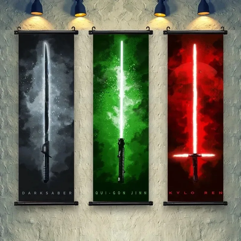 Star Poster Lightsabers Wallpaper Artwork Canvas Painting Print Hanging Scroll Interior Gift Wall Decoration Art