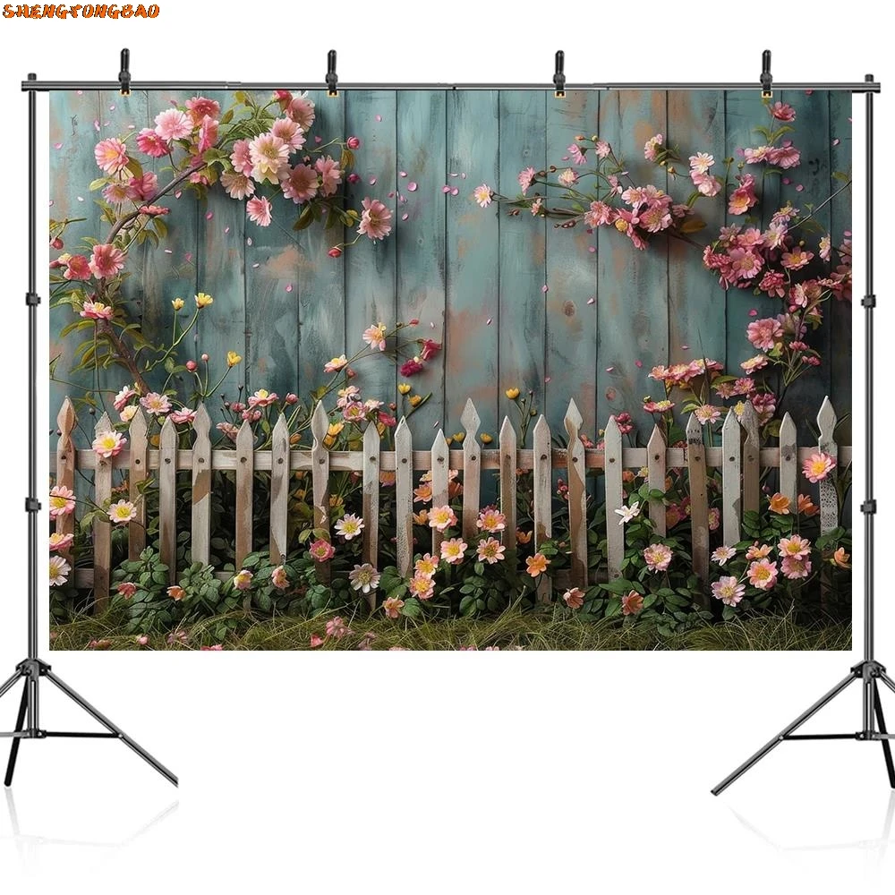 Spring Garden Scenery Photography Backdrop Green Grass Floral Flower Wedding Bridal Shower Portrait Photocall Background