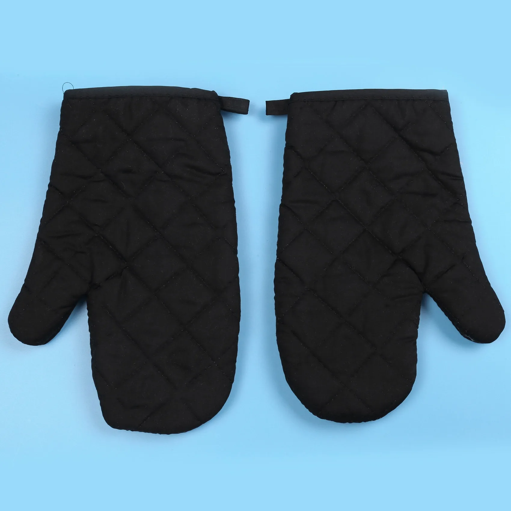 

AA38M 1 Pair Kitchen Craft Heat Resistant Cotton Oven Glove Pot Holder Baking Cooking Mitts Black