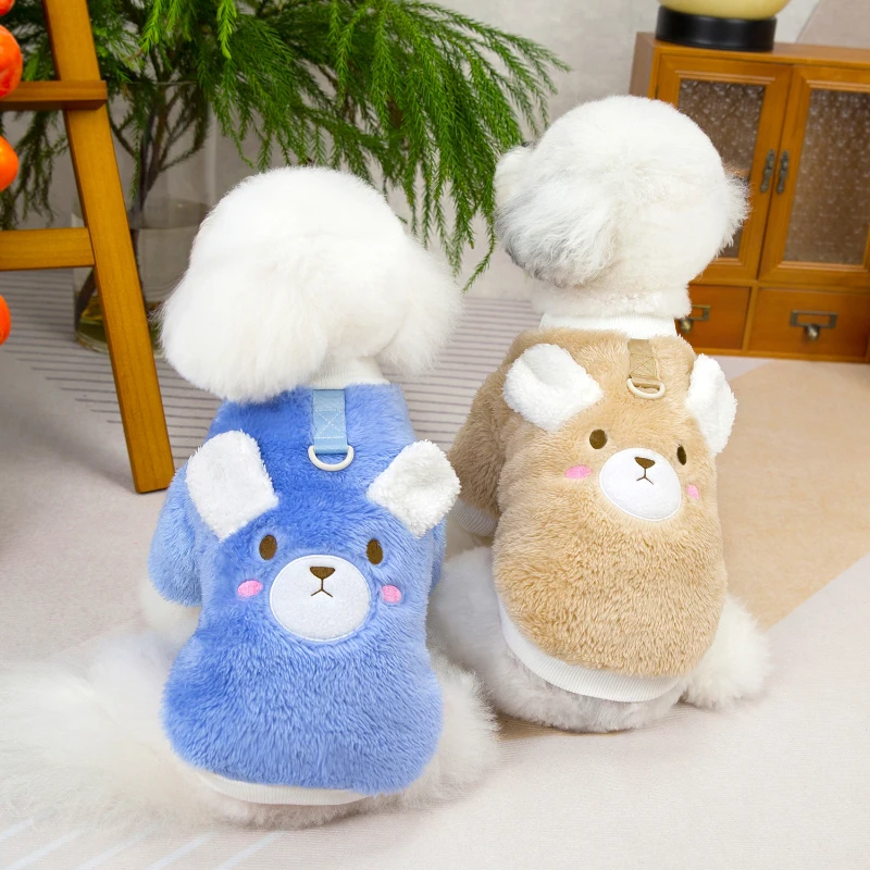 Winter Dog Clothes With Buckle Pet Sweater Plush Warm Pet Clothes for Small Medium Dogs Pomeranian Chihuahua Puppy Button Jacket