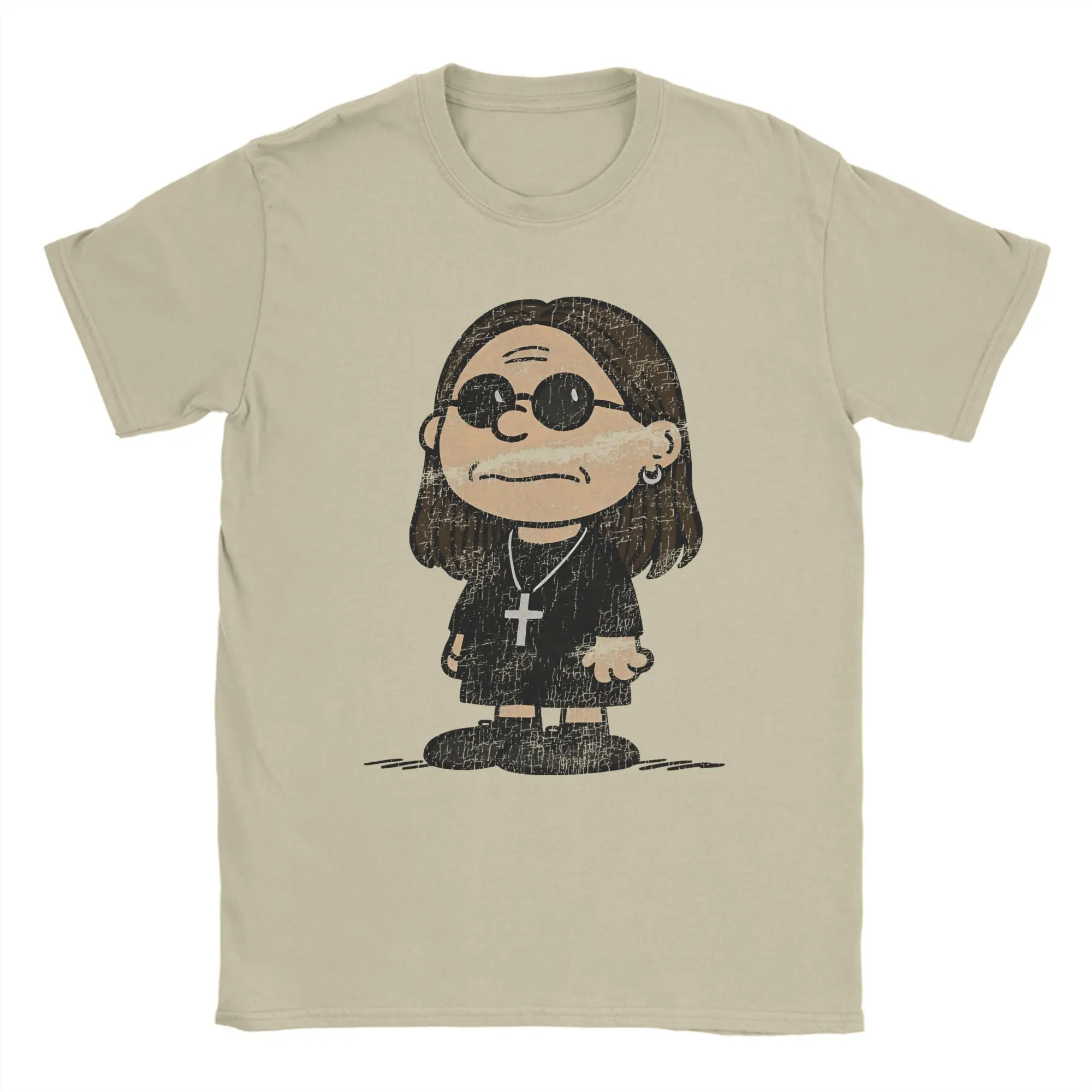 Camiseta masculina ozzy osbourne e charlie brown inspirado novidade algodão camiseta manga curta t camisas em torno do pescoço topos ideia de presente