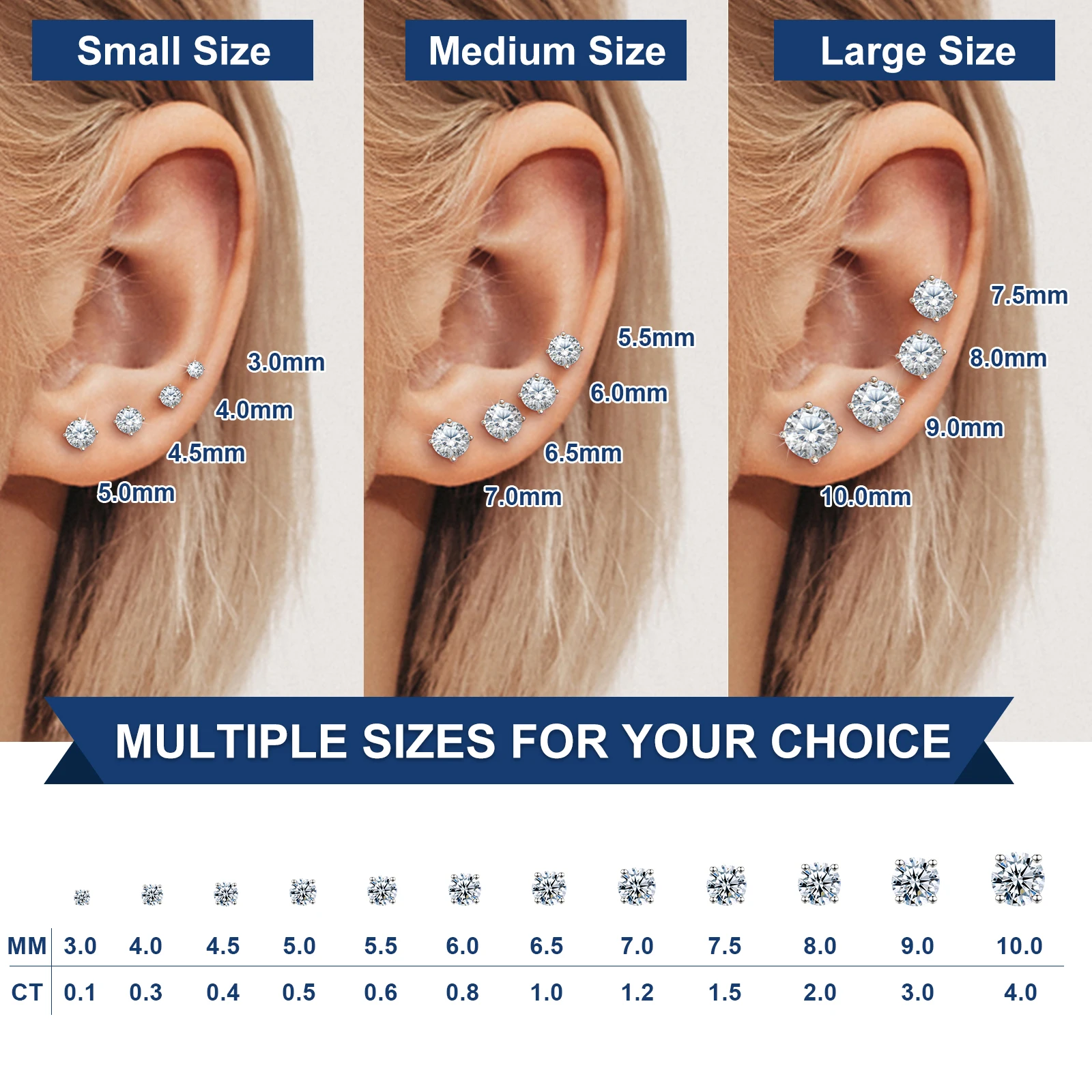 Classic 0.1-4CT Moissanite Studs Earrings for Men Women Test Passed 925 Sterling Silver Gold Plated Fine Jewelry Christmas Gifts