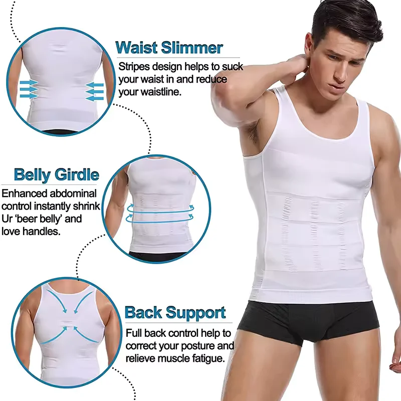 2 Unidades de Chaleco Moldeador Sin Mangas para Hombre, con Tirantes Anchos, Transpirable y Suave, para Gimnasio y Entrenamiento, con Soporte de Espalda, Control Abdominal y Compresión, Top Deportivo Invisible para Entrenamiento de Cintura
