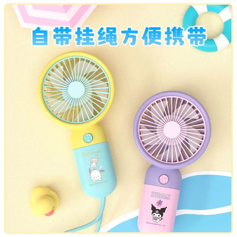 

Sanrio Kuromi Anime Kawaii Fashion Cooler Handheld Fan Cute Cinnamoroll Pochacco Usb Charging Mini Portable Fan Gifts for Kids