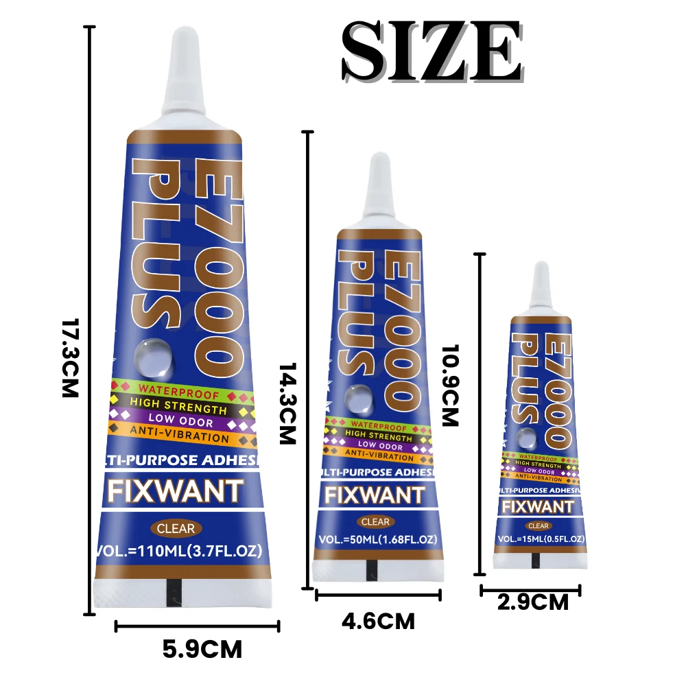 Transparent E7000 PLUS Glue Strong Adhesive for Jewelry Making Fabric PU Leather Rhinestones Beads Crystals (Multi-Purpose)