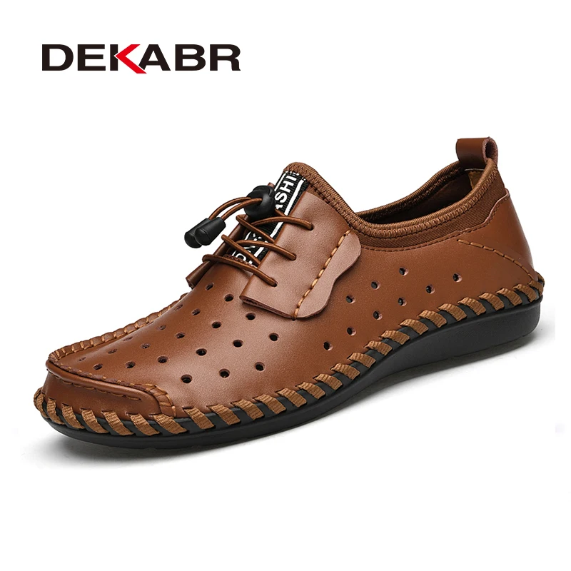 

DEKABR Men's Casual Shoes Summer Style Hollow Out Breathable Flats For Men Loafer Creepers Comfortable Shoes Big Plus Size 38-47