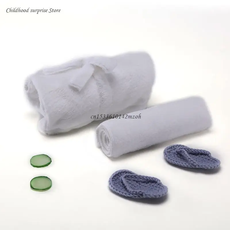 Newborn Bathrobe Outfits with Bath Towel Cucumber Slices Baby Photography Props Outfit Robe Baby Posing Costume Gifts Dropship