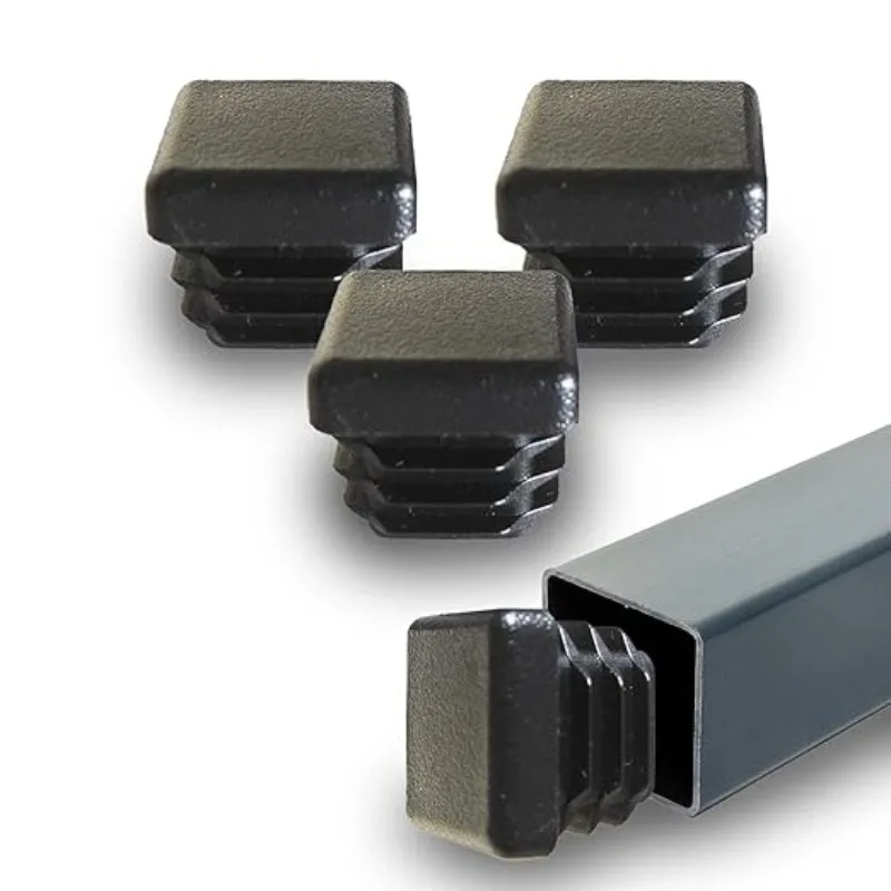 Square Plastic Hole Plugs, Inserts, Black End Caps for Metal Tubing, Fences, Glide Protection from Chair Legs and Furniture