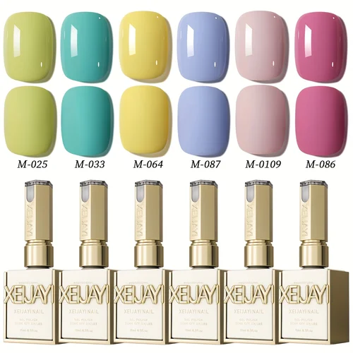 Imagen 2 del producto Kit de esmalte de uñas de gel multicolor de 6 piezas, gel LED treble para uso doméstico y en salón, acabado de alto brillo