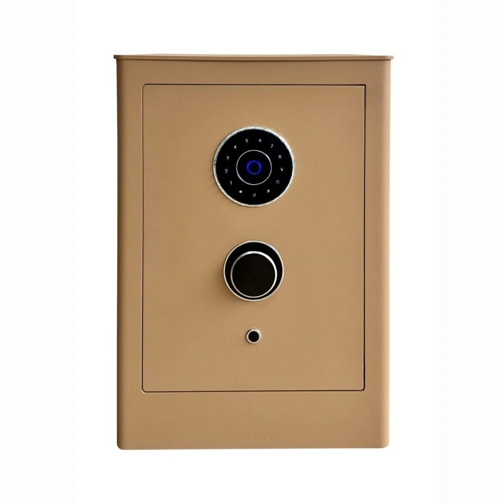 

Safe, gold round FDG fingerprint anti-theft safe, home office, password, thickened all-steel
