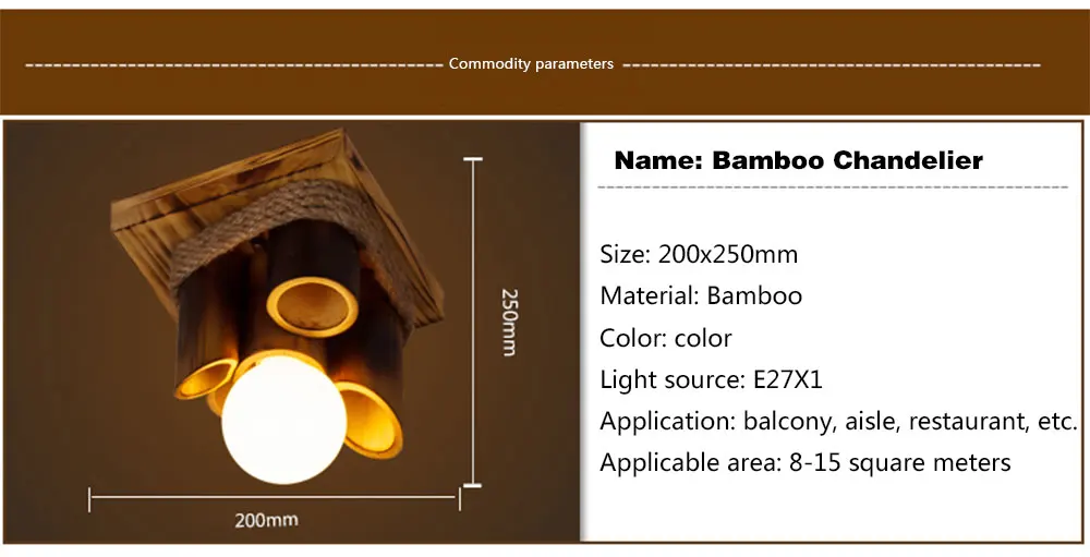 American style ceiling light vintage balcony lamp wood chinese style bamboo fashion hemp rope lamps