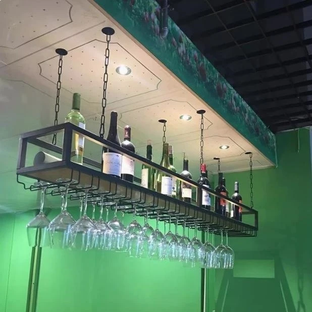 Wine Glass Holder Under Cabinet Stemware Rack Wrought Iron Hanging Upside Down Wine Rack for Home Bar Kitchen Island