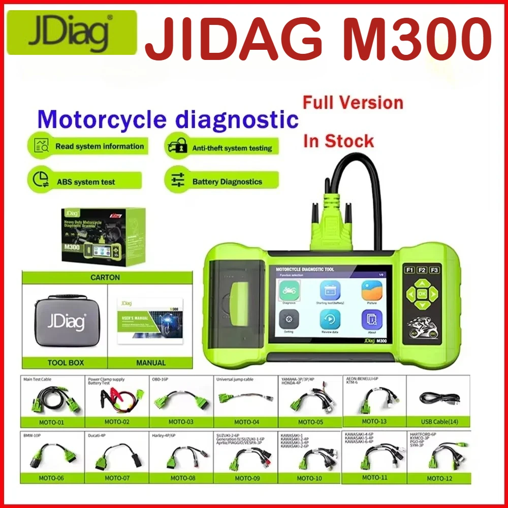 

JDiag M300 Motorcycle Diagnostic Tools For Clear Fault Service Fault Code Print Heavy Duty For BMW Ducati Harley Honda Kawasaki