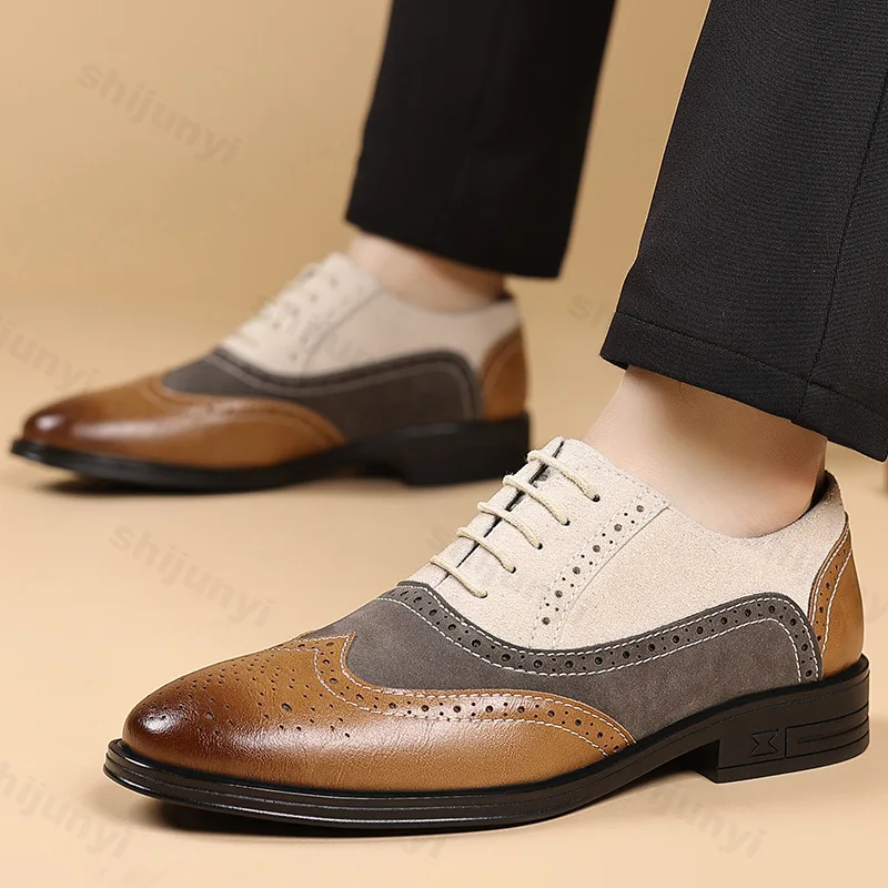 

Men's Oxfords Shoes 2025 Formal Leather Shoes Pointed Toe Soft Bottom Business Casual Men Dress Shoes Male Office Wedding Party