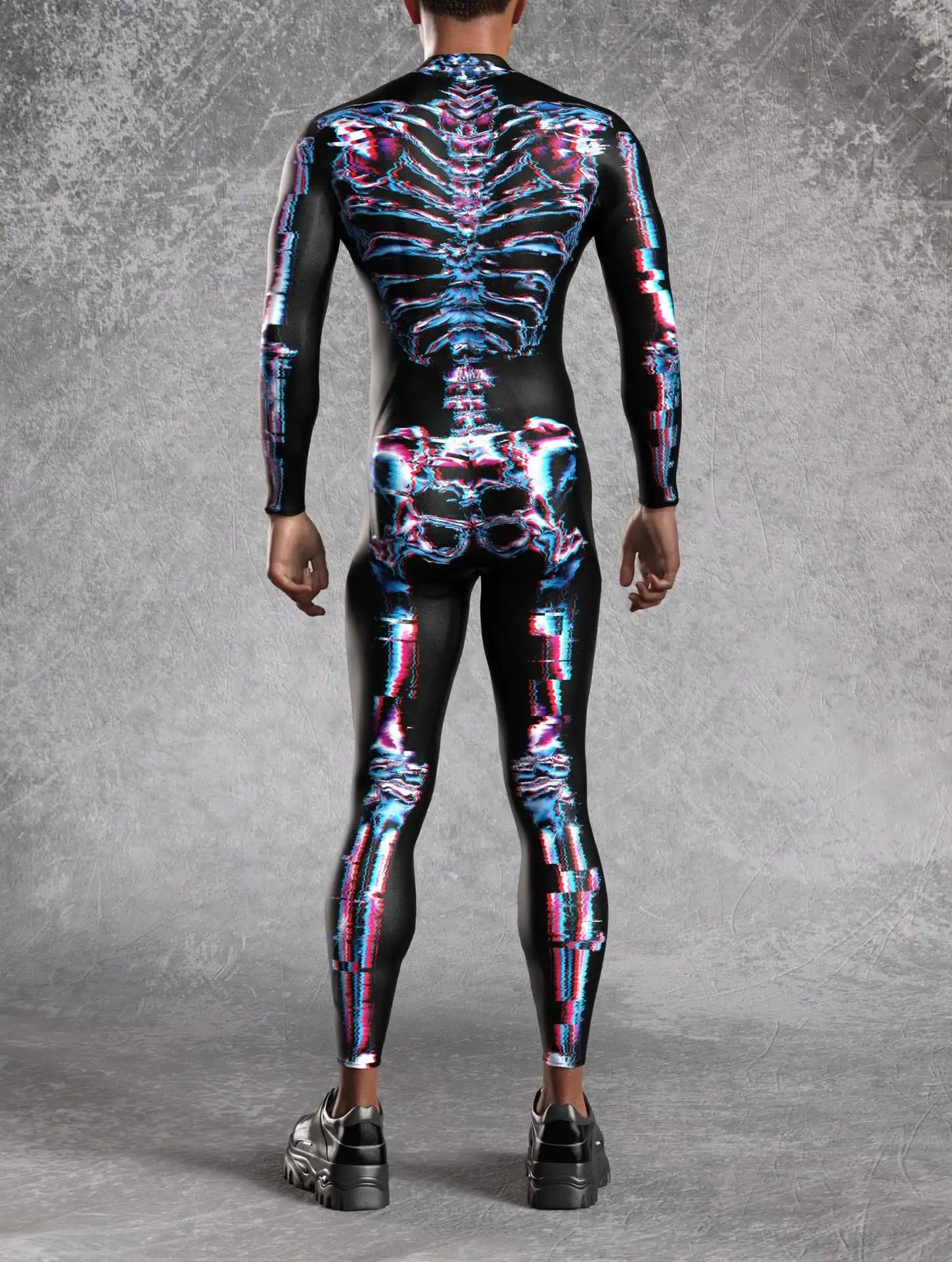 Herren Sexy Bunter Print Bodysuit Punk Morphsuit Halloween Roboter Zentai Anzug Feiertagsparty Jumpsuit Rave Cosplay Kostüm – Detail 27