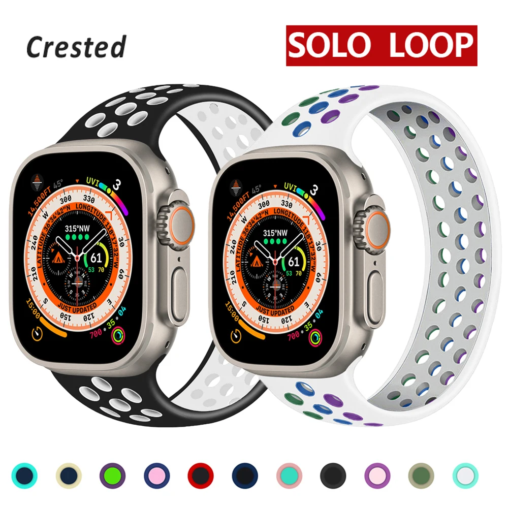 Silicone Solo Loop for Apple Watch Band 44mm 40mm 45mm 41mm 38mm 42mm 46mm bracelet iWatch Series Ultra 2 10 SE 9 8 7 6 5 Strap