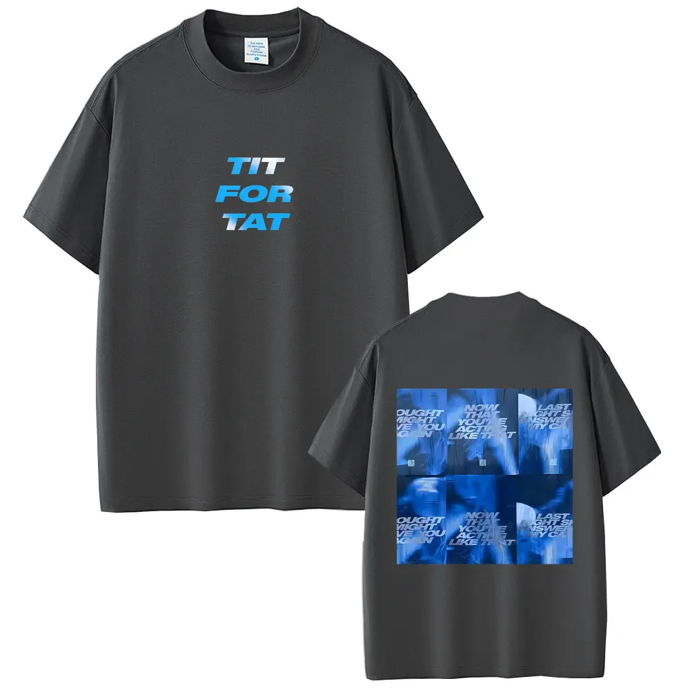 Tate McRae TiT for Tat Graphic T Shirt Men Women Hip Hop Fashion Pop Music T-shirt Unisex Casual Cotton Short Sleeve T-shirts - Image 2