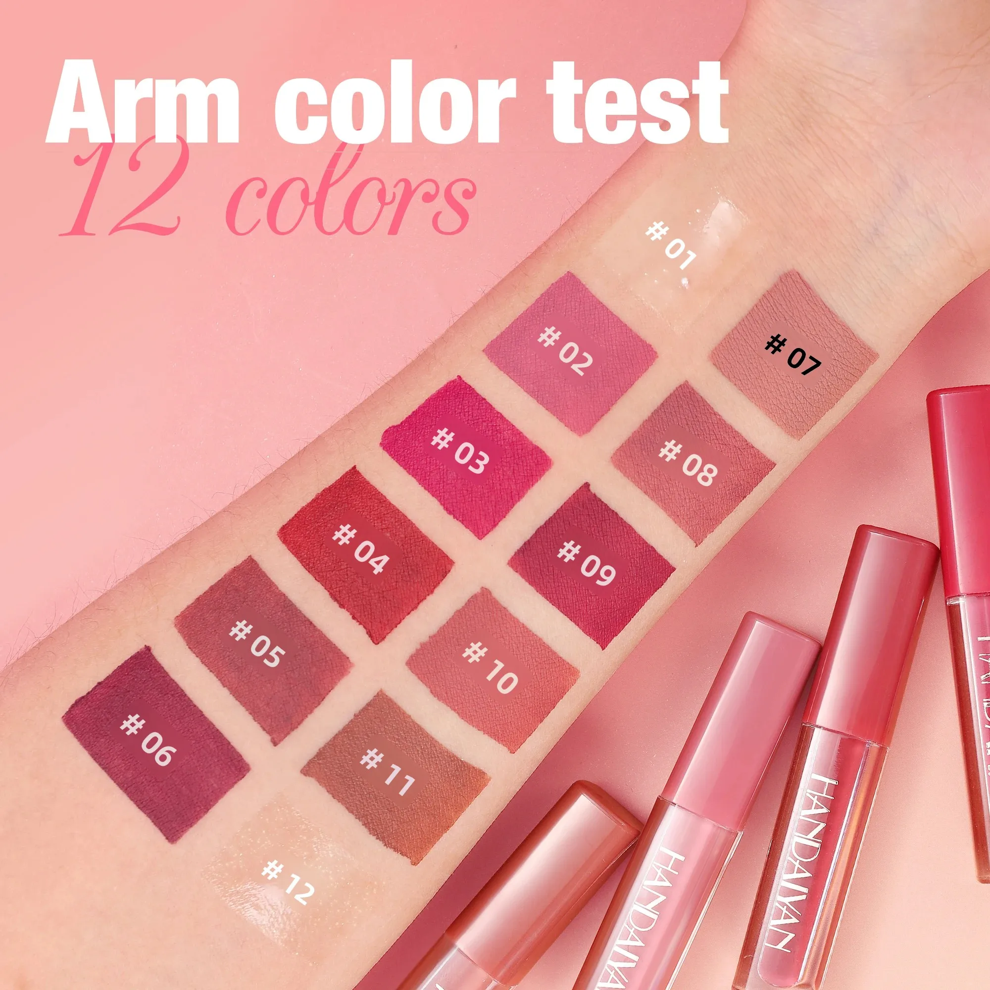 Zestaw 12 szminek w aksamitnej fakturze, nude, matowe błyszczyki do ust, długotrwałe, wodoodporne, odporne na rozmazywanie, zestaw do makijażu.