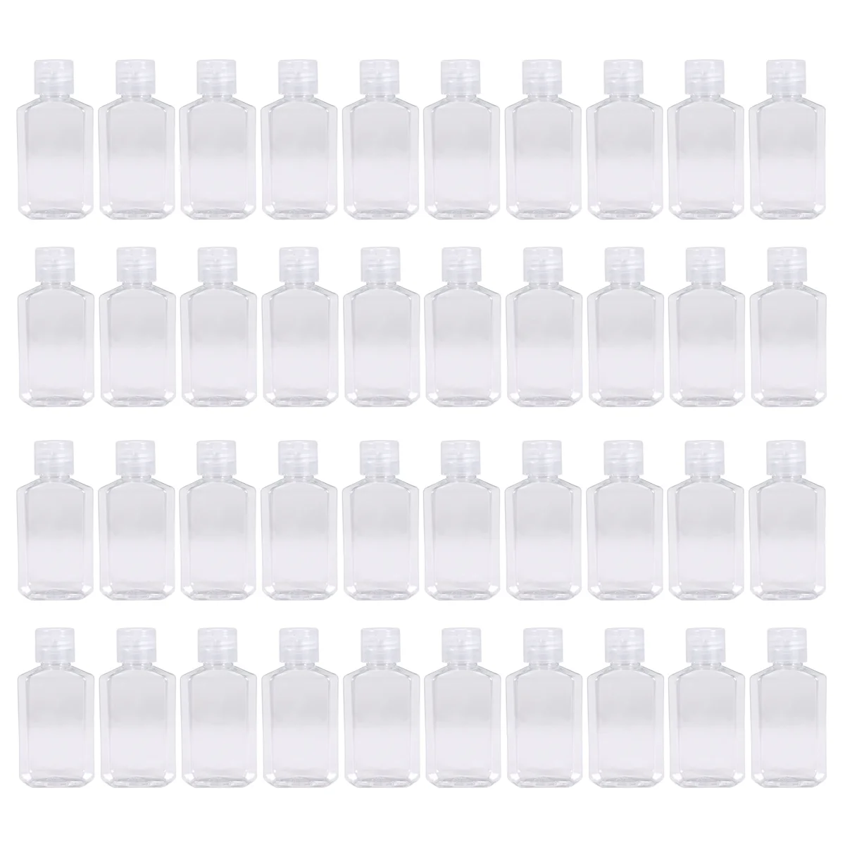 New 40 PCS 2 Oz 60 Ml Clear Refillable Flip Top PET Plastic Travel Bottle Container