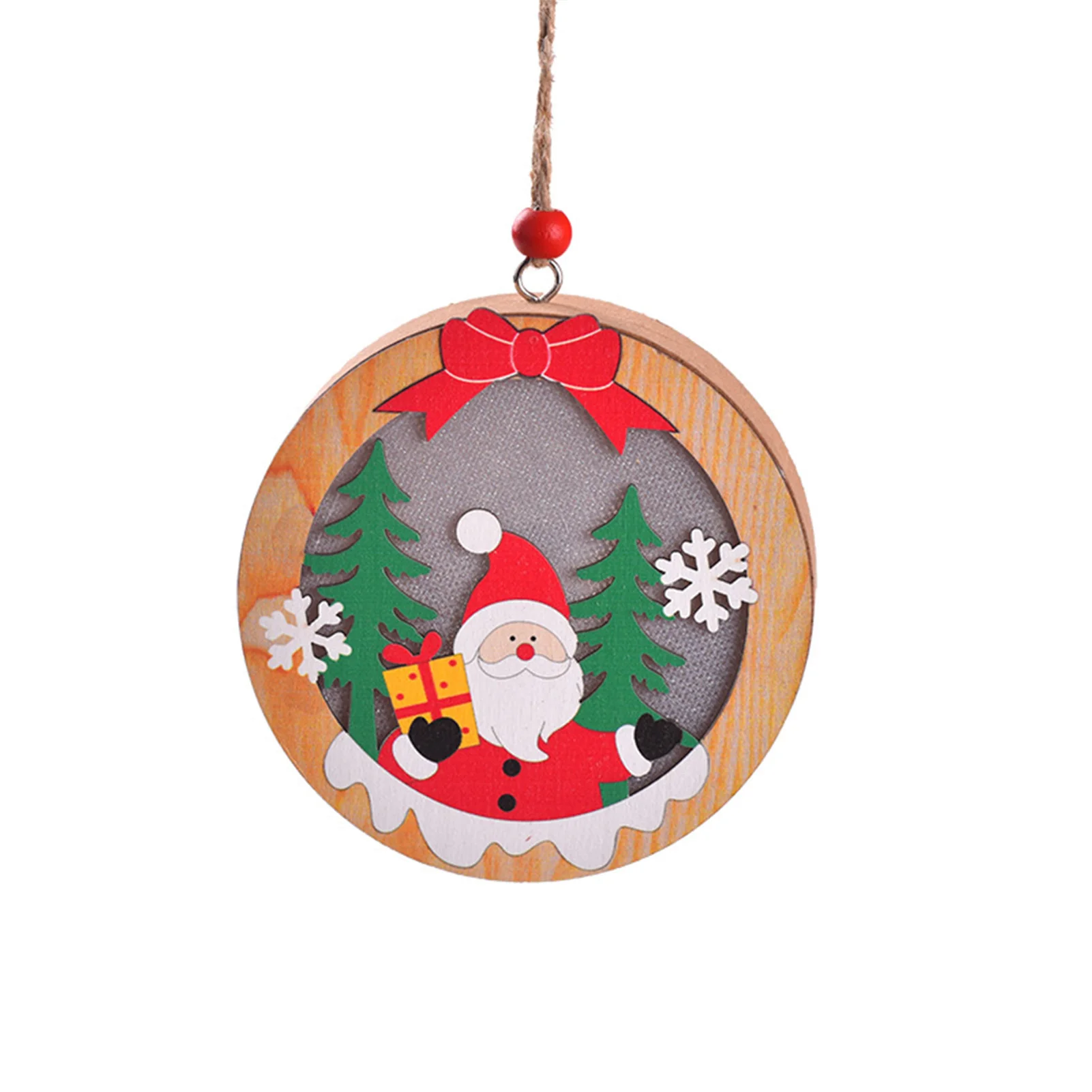 Christmas Wooden Hanging Tree Pendant Santa Claus Snowman Deer Tree Night Light Party Supplies for Home Holiday Indoor Outdoor