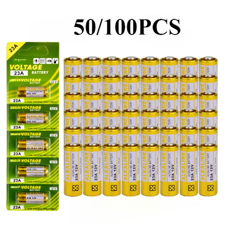 

100PCS 12V Alkaline Battery A23 23A 23GA A23S E23A EL12 MN21 MS21 V23GA L1028 GP23A LRV08 For Remote Control Doorbell Dry Cell