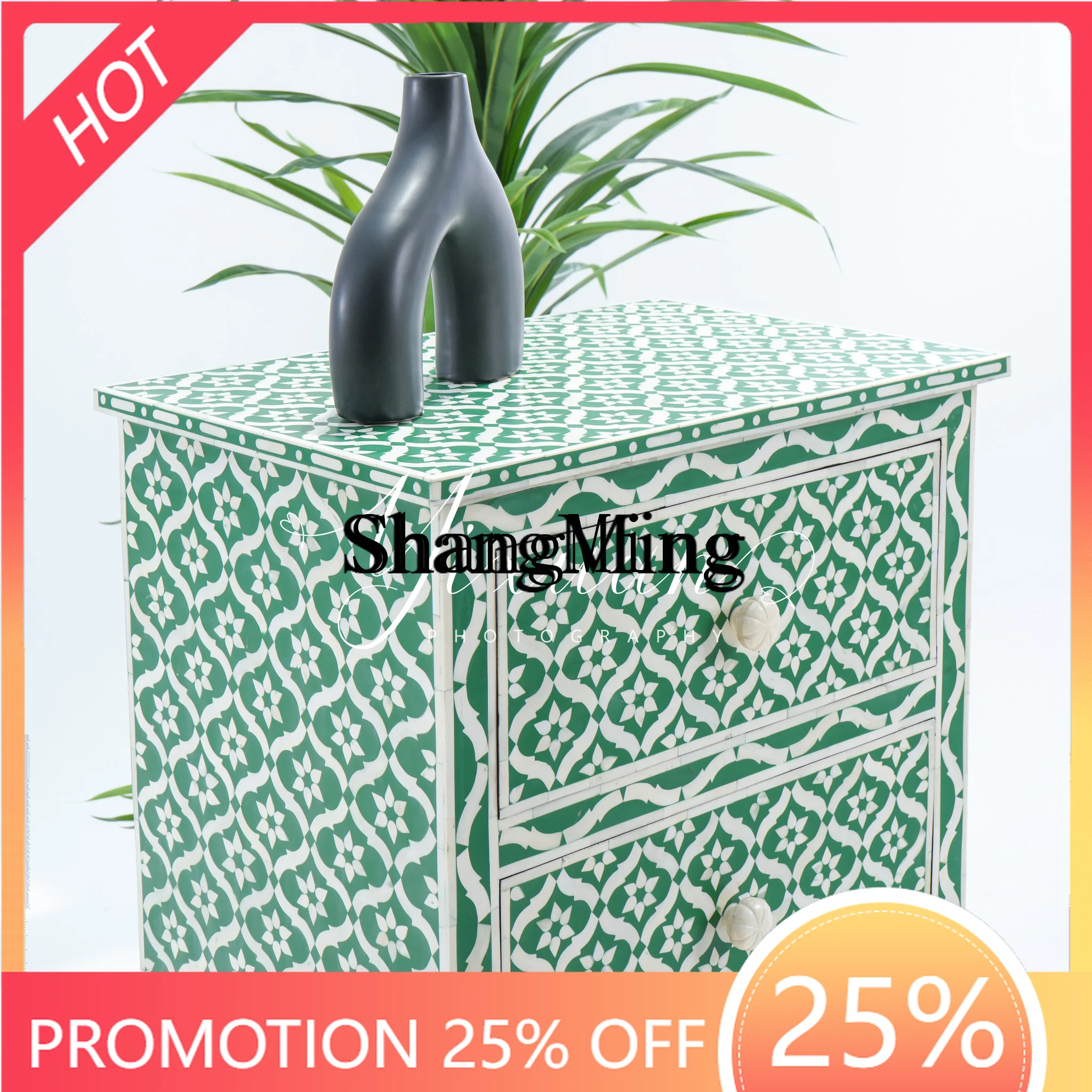 

FG retro hand-painted light luxury folk style painted ins bedroom storage bedside table furniture