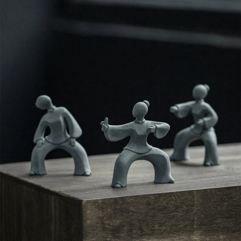 1 Pieza de Adorno de Piedra Creativo, Figuras de Ba Duan Jin de Estilo Chino, Artesanía Única de Tai Chi, Decoración para el Hogar y Escritorio