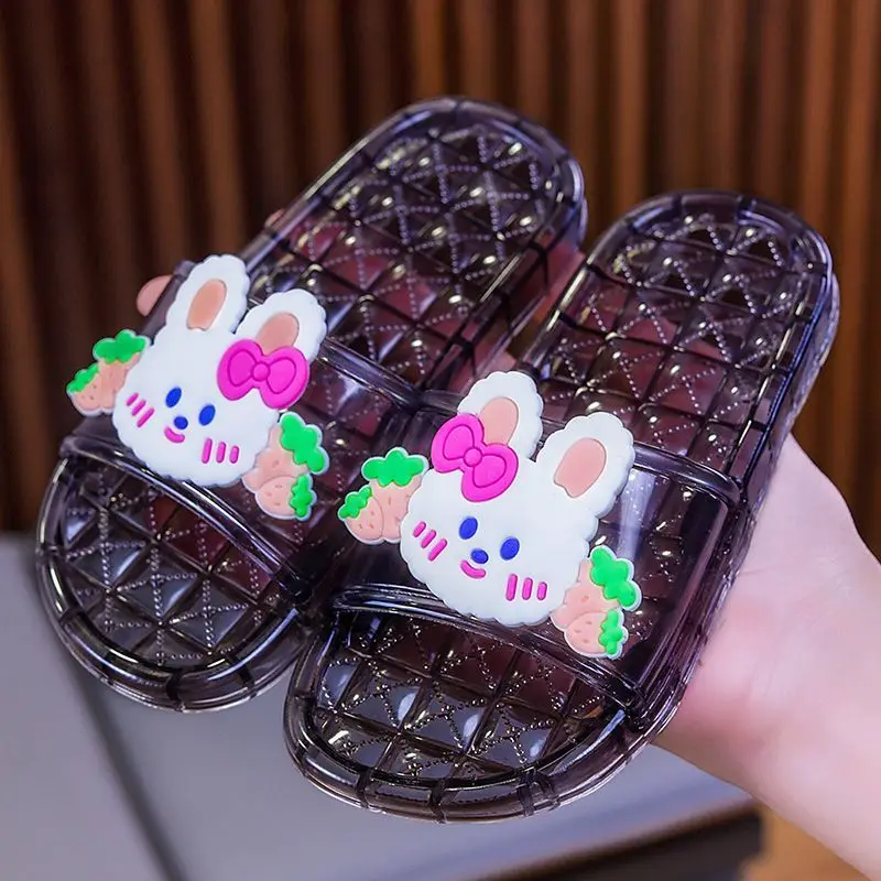 Girls Summer Crystal Jelly Sandals Transparent Soft Sole Anti-Slip Indoor Outdoor Princess Matching Set