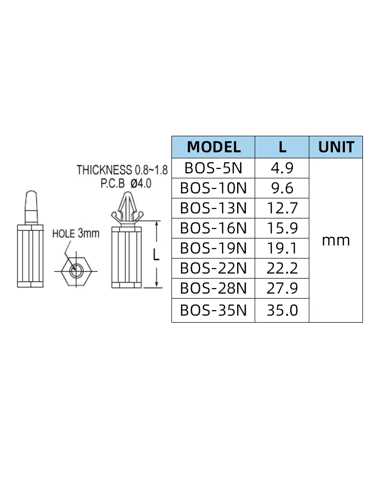 100 قطع PA66 المواد اللون الطبيعي 4 مللي متر ثقب الاستخدام لوحة دارات مطبوعة قوس طوقا رئيس واحد عزل العمود فاصل الدعم